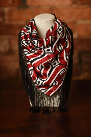 GAME DAY FRINGE SCARF - MAROON AND BLACK