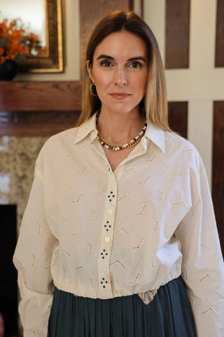 BETH EYELET BLOUSE, ECRU