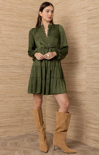 ARCADIA SOLID SHORT DRESS, OLIVE