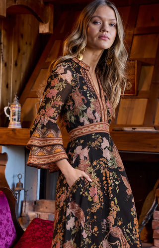 BRID MIDI DRESS, BLACK