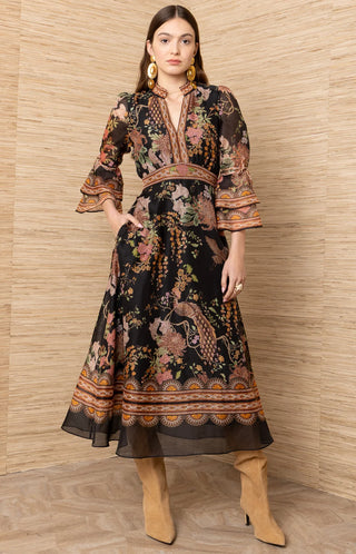 BRID MIDI DRESS, BLACK