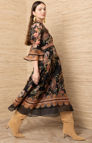 BRID MIDI DRESS, BLACK
