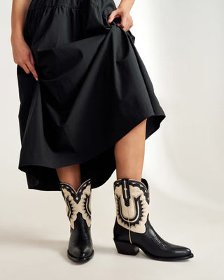 THE JOLENE, MIDNIGHT/BONE COWHIDE