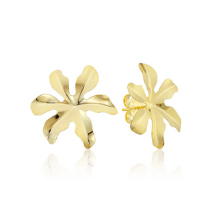 SMALL TRINITY STUDS, SHINY 18K GOLD PLATED