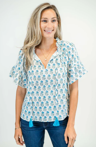 BRISTOL BLOUSE, CABANA BLUE