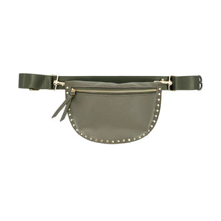 STUDDED FANNY PACK, OLIVE