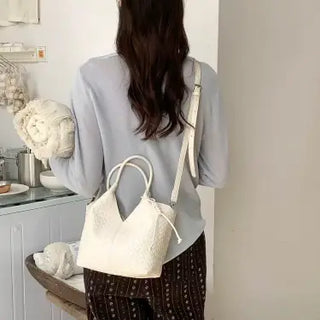 Embossed Tote/Crossbody Bag, White