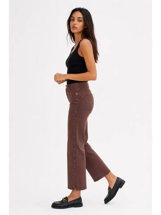ADDINGTON MID RISE WIDE LEG CROP SCULPT, CHOCOLATE BROWN OVERDYE