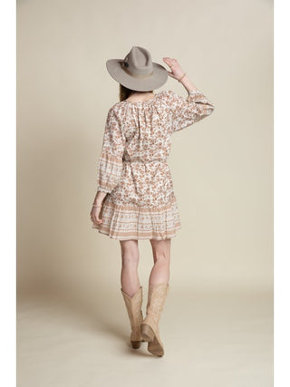 TAYLOR COTTON VOILE DRESS, MOCHA PRINT