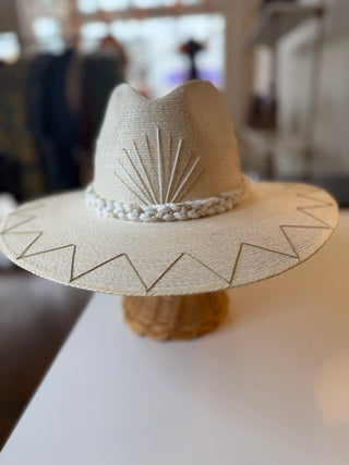 TISPY THREADS CABO HAT, GOLD AND CREAM - MEDIUM