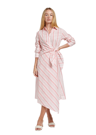 TAYLOR TILLMAN SAMANTHA DRESS, PINK STRIPE W/DOT