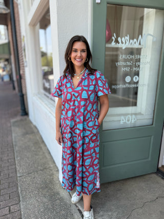 GRETCHEN DRESS, GARNET SWIRL