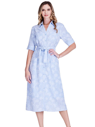 SPLIT COLLAR MAXI SHIRTDRESS, SOFT BLUE