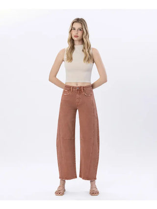 HIGH RISE TWIST BARREL DENIM, COPPER