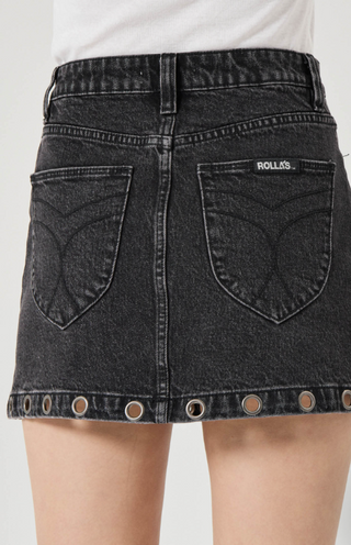 ROLLA'S HIGH LINE MINI SKIRT,  BLACK SAND EYELET