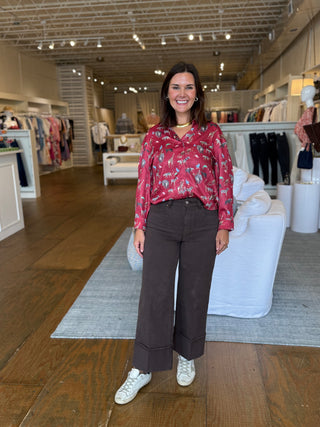 CROP BLOUSE, RED SAFARI