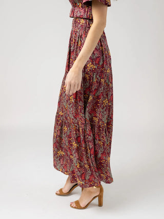 ABBY SKIRT, AUTUMN STEMS- CRIMSON