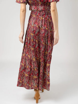 ABBY SKIRT, AUTUMN STEMS- CRIMSON