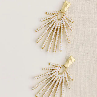 SUNBURST STATEMENT DROP EARRINGS - WHITE