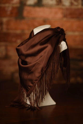 SOLID FRINGE SCARF - CHOCOLATE BROWN