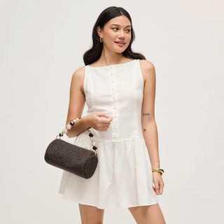 Rachel - Straw Clutch, Chocolate
