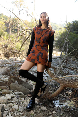 LENNON SKIRT, NOIR BLOOM BROWN