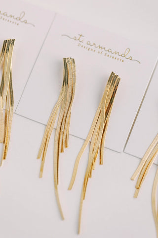 CASCADING TASSEL MINIMALIST STATEMENT EARRINGS - SKINNY GOLD