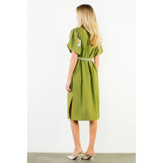 MIDI FLORAL DRESS, GREEN
