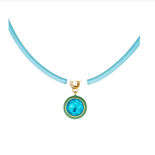 LUNA PENDANT NECKLACE - POWDER BLUE / GREEN