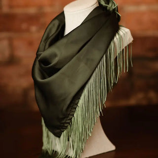 SOLID FRINGE SCARF - OLIVE GREEN