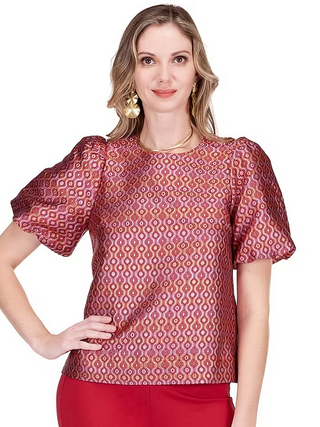 SHORT SLEEVE TOP, GROOVY GRID