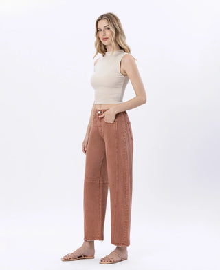 HIGH RISE TWIST BARREL DENIM, COPPER