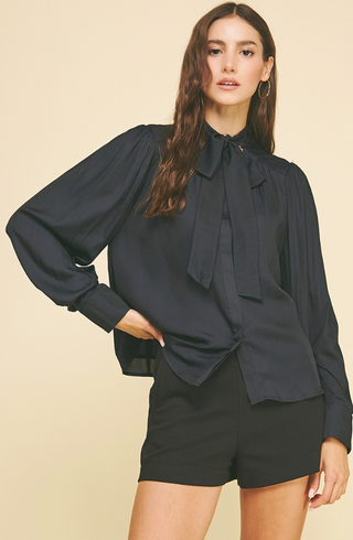 BUTTON DOWN BLOUSE, INK