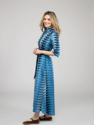 ELOISE DRESS, FALL BLUE BAGRU TRIANGLE