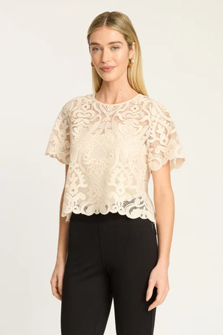 CARMEN TOP, NATURAL LACE