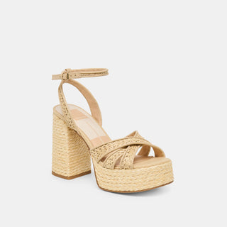 DANILA LIGHT NATURAL CORSS HATCH RAFFIA HEEL