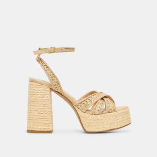 DANILA LIGHT NATURAL CORSS HATCH RAFFIA HEEL
