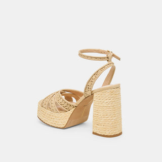 DANILA LIGHT NATURAL CORSS HATCH RAFFIA HEEL