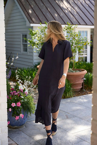 ANNA MAXI, NAVY LINEN
