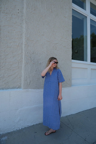 ANNA MAXI, ROYAL BLUE CHECK