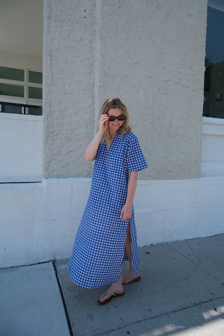 ANNA MAXI, ROYAL BLUE CHECK