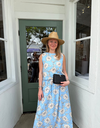 FLORAL PRINTED SKIRT, BLUE