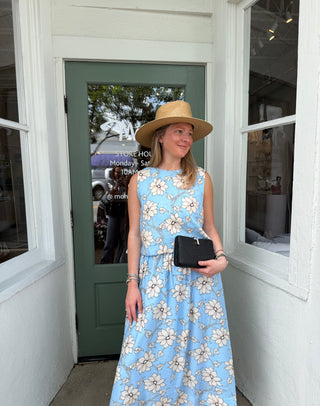 FLORAL PRINTED TOP, BLUE