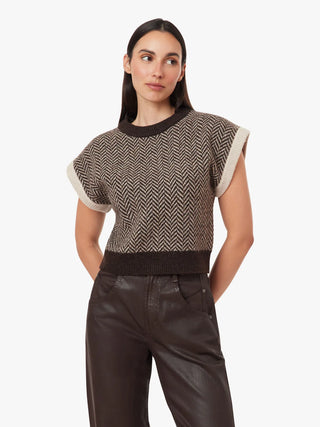 HERRINGBONE SWEATER VEST, CHOCOLATE