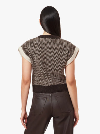 HERRINGBONE SWEATER VEST, CHOCOLATE