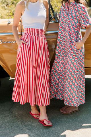 PAVILLION SKIRT, RED STRIPES