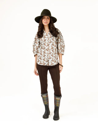 LAURA STRIPE TOP, FIELD & QUAIL MINI BROWN