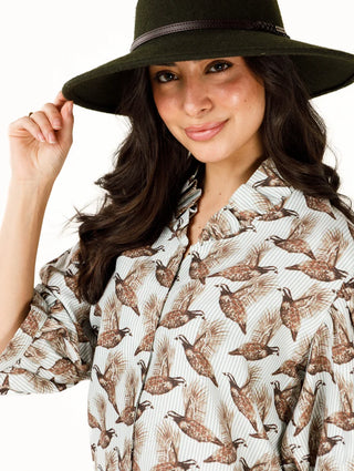 LAURA STRIPE TOP, FIELD & QUAIL MINI BROWN
