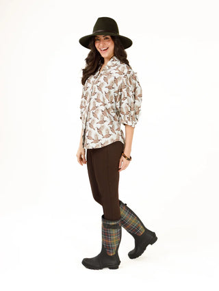 LAURA STRIPE TOP, FIELD & QUAIL MINI BROWN