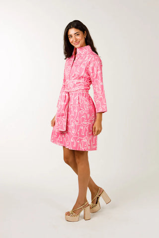ARDEN DRESS, PINK/WHITE